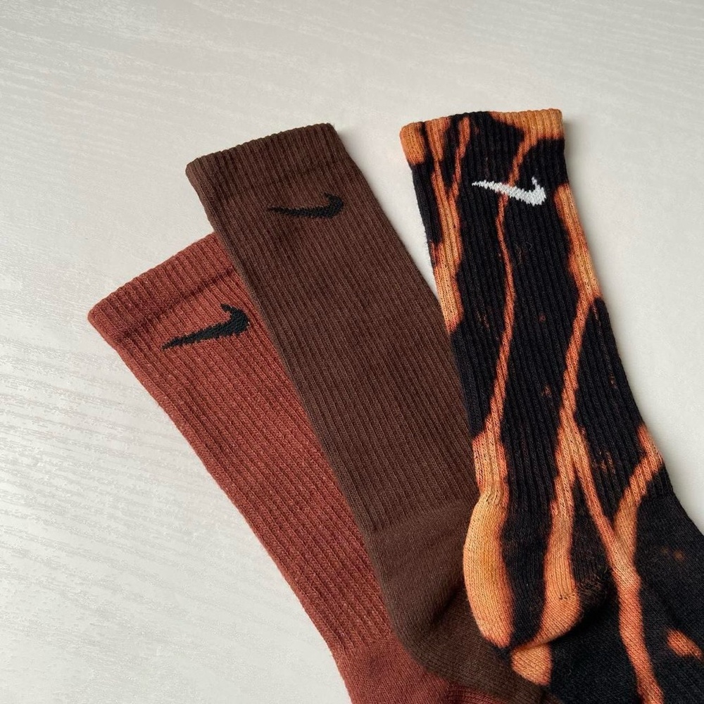 Custom Dyed Nike Crew Socks - Fall Colors 3 Pack